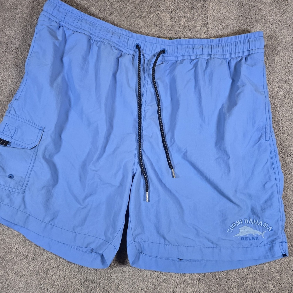 Tommy Bahama Relax Mens XL Light Blue Lined Trunks Elastic Waist Casual